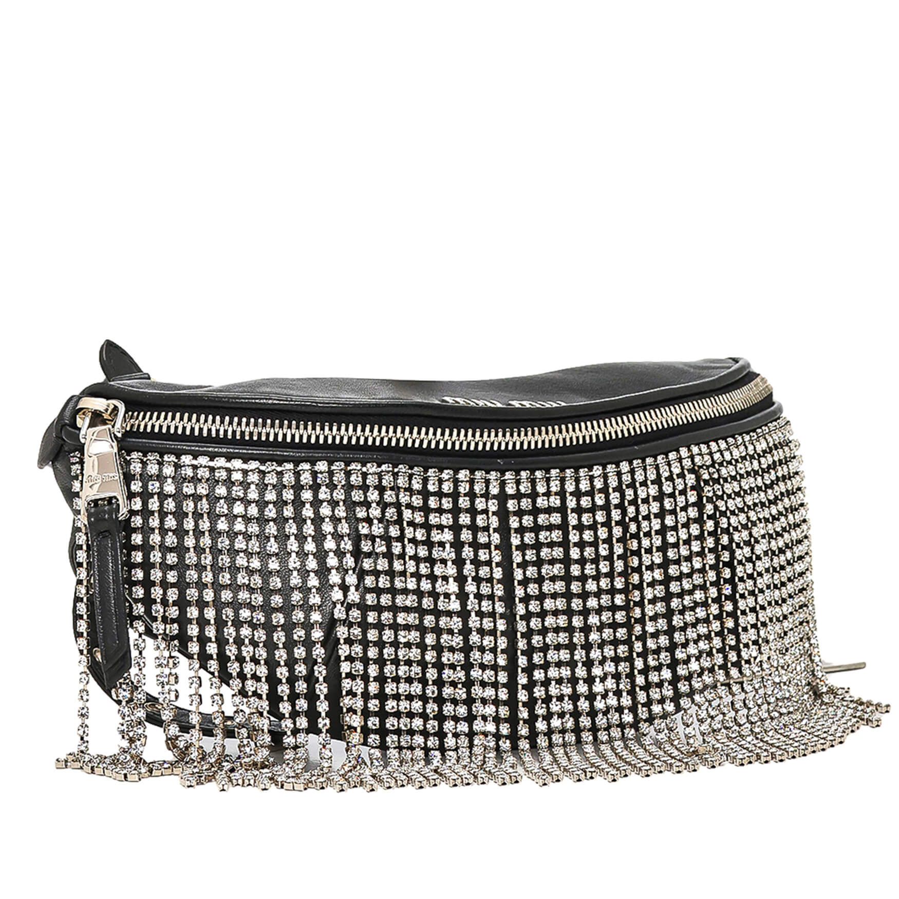 Miu Miu - Black Leather Crystal Belt Bag